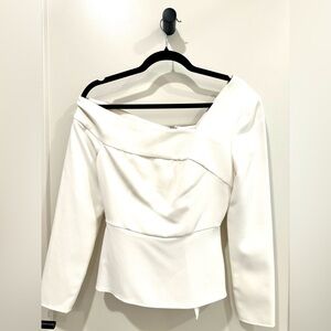 BCBG MAX AZRIA white boatneck peplum top size 0